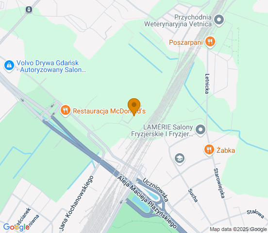 Mapa dojazdu do hurtowni motoryzacyjnej w miejscowości Gdańsk