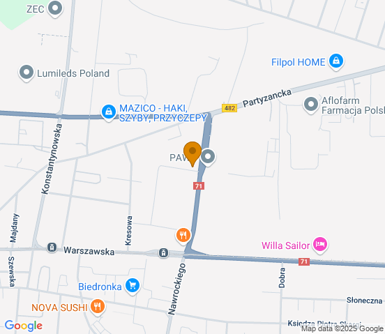Mapa dojazdu do warsztatu samochodowego w miejscowości Pabianice
